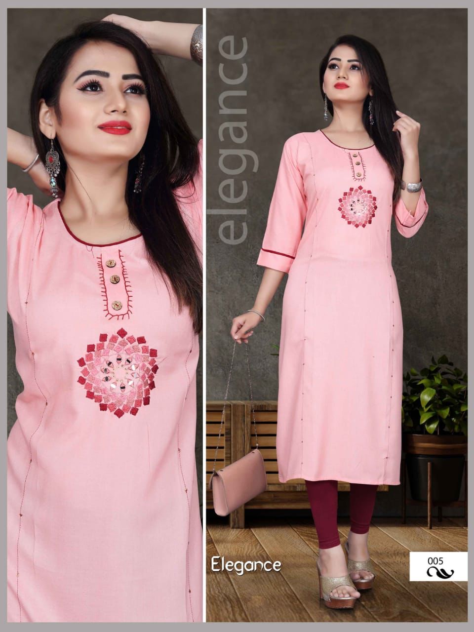 Elegance 001 Fancy Casual Daily Wear Rayon Kurti Collection